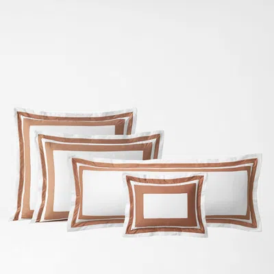 The Company Store Double Border Wrinkle-free Sateen Pillow Covers In Orange/coral/white