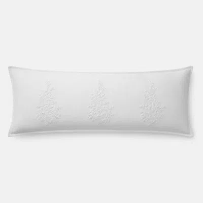 The Company Store Embroidered Damask Decorative Lumbar Pillow Cover In White