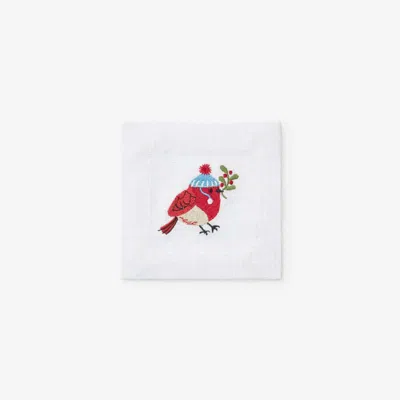 The Company Store Embroidered Novelty Cocktail Napkins, Set Of 4 In Multi