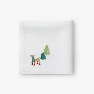 The Company Store Embroidered Novelty Napkins, Set Of 4 In Multi