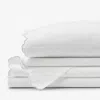 The Company Store Embroidered Scallop Classic Smooth Sateen Solid Bed Sheet Set In Gray/white