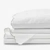 The Company Store Embroidered Scallop Classic Smooth Sateen Solid Bed Sheet Set In Green/white