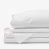 The Company Store Embroidered Scallop Classic Smooth Sateen Solid Bed Sheet Set In Pink/white