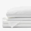 The Company Store Embroidered Scallop Classic Smooth Sateen Solid Bed Sheet Set In White