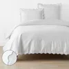 The Company Store Embroidered Scallop Classic Smooth Sateen Solid Duvet Cover In Blue/white
