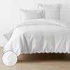 The Company Store Embroidered Scallop Classic Smooth Sateen Solid Duvet Cover In White