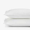 The Company Store Embroidered Scallop Classic Smooth Sateen Solid Pillowcase Set In Blue/white