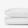 The Company Store Embroidered Scallop Classic Smooth Sateen Solid Pillowcase Set In Ivory/white