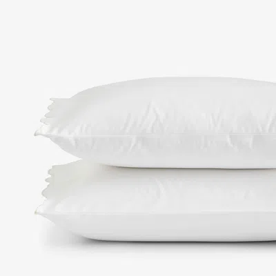 The Company Store Embroidered Scallop Classic Smooth Sateen Solid Pillowcase Set In Ivory/white