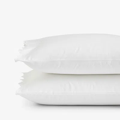 The Company Store Embroidered Scallop Classic Smooth Sateen Solid Pillowcase Set In White