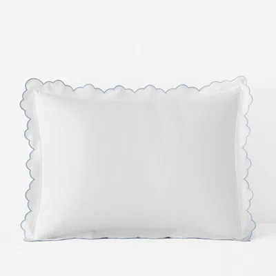 The Company Store Embroidered Scallop Classic Smooth Sateen Solid Sham In Multi