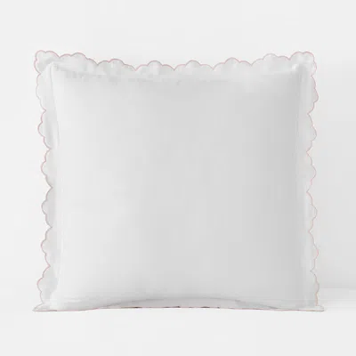 The Company Store Embroidered Scallop Classic Smooth Sateen Solid Sham In Multi