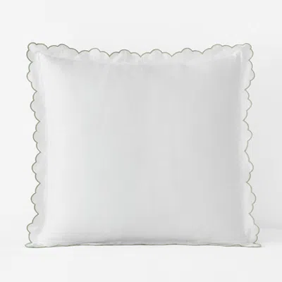 The Company Store Embroidered Scallop Classic Smooth Sateen Solid Sham In Multi