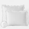 The Company Store Embroidered Scallop Classic Smooth Sateen Solid Sham In White