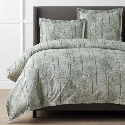 The Company Store Enchanted Trees Premium Smooth Wrinkle-free Sateen Duvet Cover In Green
