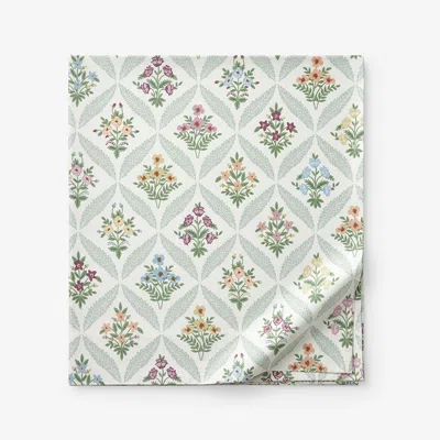 The Company Store Estee Garden Classic Smooth Sateen Flat Bed Sheet In Green