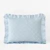 The Company Store Eyelet Ruffle Classic Cool Yarn-dyed Cotton Percale Sham In Blue