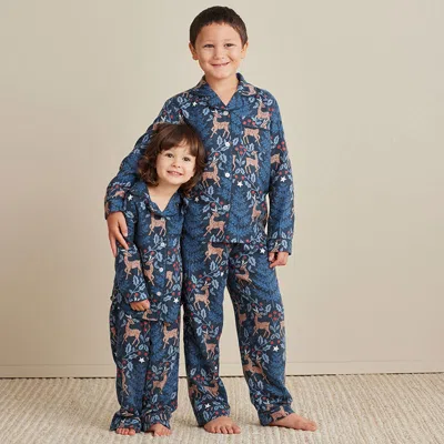 The Company Store Family Flannel Kid's Button-down Pajama Set In Multi