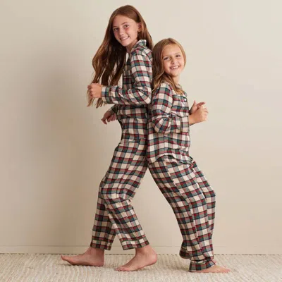 The Company Store Family Flannel Kid's Button-down Pajama Set In Blue/green/red