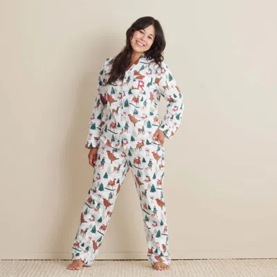 The Company Store Family Flannel Women's Button-down Pajama Set In Multi