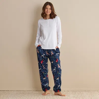 The Company Store Family Flannel Women's Jogger Pants Pajama Set In Blue