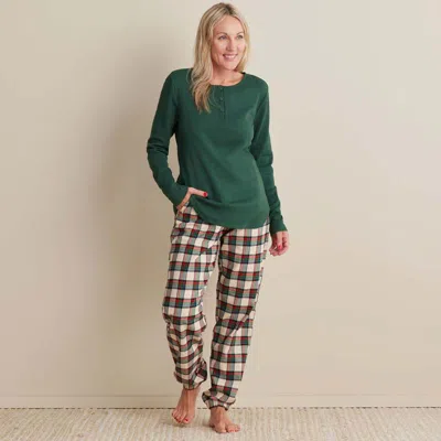 The Company Store Family Flannel Women's Jogger Pants Pajama Set In Green