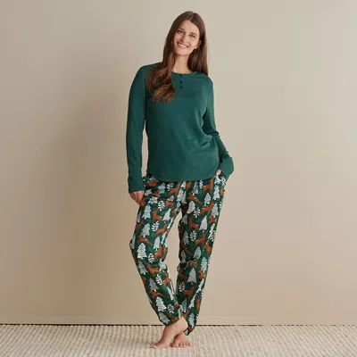The Company Store Family Flannel Women's Jogger Pants Pajama Set In Green