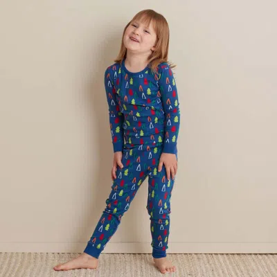 The Company Store Family Printed Peruvian Cotton Kid's Pajama Set In Blue