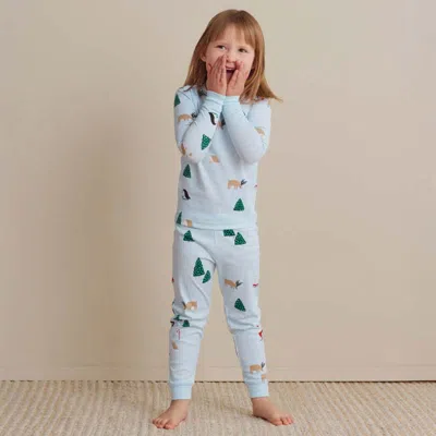 The Company Store Family Printed Peruvian Cotton Kid's Pajama Set In Blue