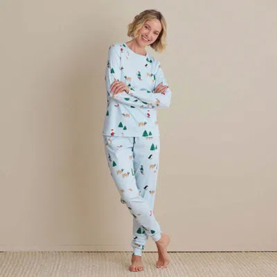 The Company Store Family Printed Peruvian Cotton Women's Pajama Set In Blue