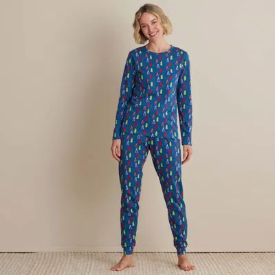 The Company Store Family Printed Peruvian Cotton Women's Pajama Set In Blue