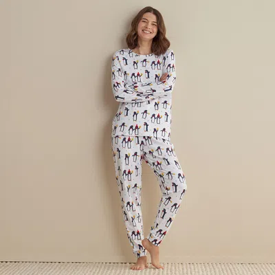 The Company Store Family Printed Peruvian Cotton Women's Pajama Set In Blue/white