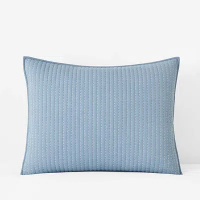 The Company Store Fara Textured Kantha Quilted Sham In Blue