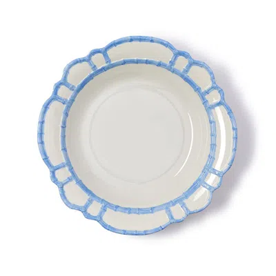 The Company Store Faux Bamboo Border Melamine Serving Bowl In Blue