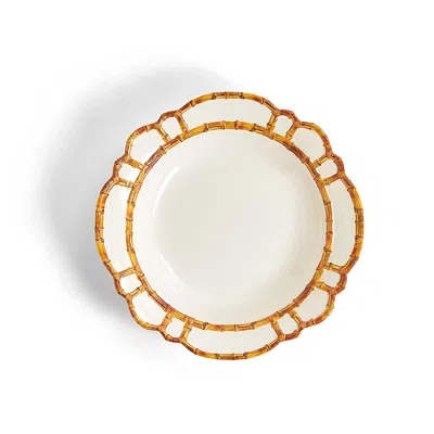 The Company Store Faux Bamboo Border Melamine Serving Bowl In Brown