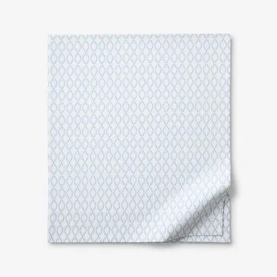 The Company Store Feliciana Geo Garment Washed Cotton Percale Flat Bed Sheet In Blue