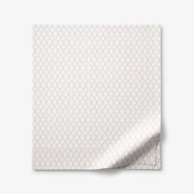 The Company Store Feliciana Geo Garment Washed Cotton Percale Flat Bed Sheet In White