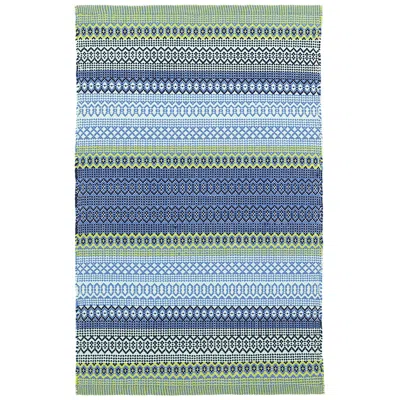 The Company Store Fiesta Stripe Handwoven Indoor/outdoor Rug In Blue/green