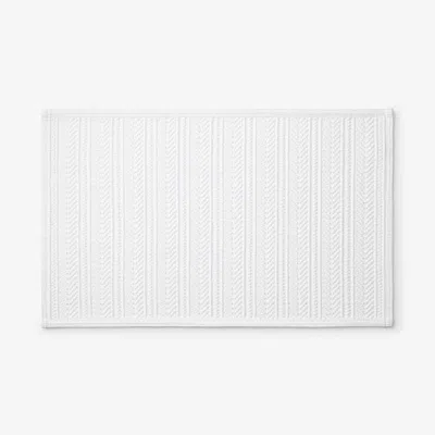The Company Store Flatwoven Textured Bath Mat In White