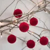 The Company Store Flocked Velvet Holiday Ornaments, Set Of 6 In Red