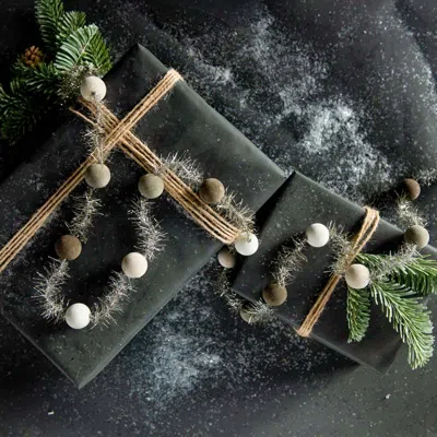 The Company Store Flocked Velvet Holiday Tinsel Garland In Green
