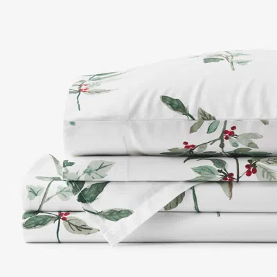 The Company Store Floral Berry Classic Smooth Sateen Bed Sheet Set In White
