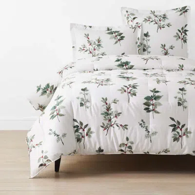 The Company Store Floral Berry Classic Smooth Sateen Comforter In White