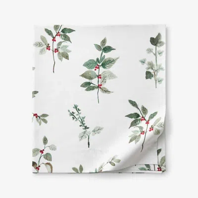 The Company Store Floral Berry Classic Smooth Sateen Flat Bed Sheet In White