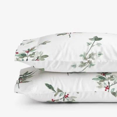 The Company Store Floral Berry Classic Smooth Sateen Pillowcase Set In White