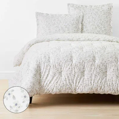 The Company Store Floral Bliss Garment Washed Cotton Percale Comforter In White