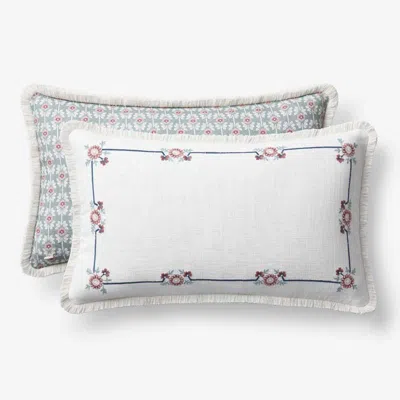 The Company Store Floral Border Reversible Decorative Lumbar Pillow Cover In Multi