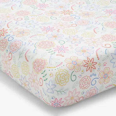 The Company Store Floral Dream Classic Cool Organic Cotton Percale Fitted Crib Sheet In Pink