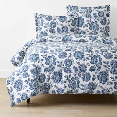 The Company Store Floral Indigo Garden Classic Cool Cotton Percale Comforter In Blue