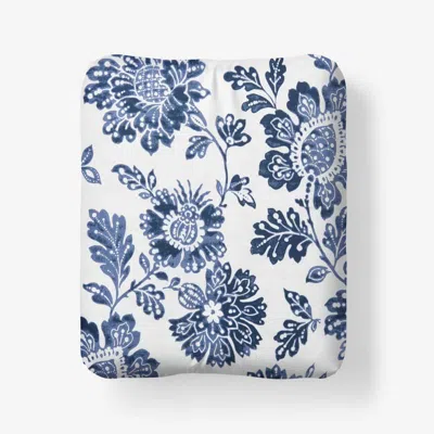 The Company Store Floral Indigo Garden Classic Cool Cotton Percale Fitted Bed Sheet In Blue